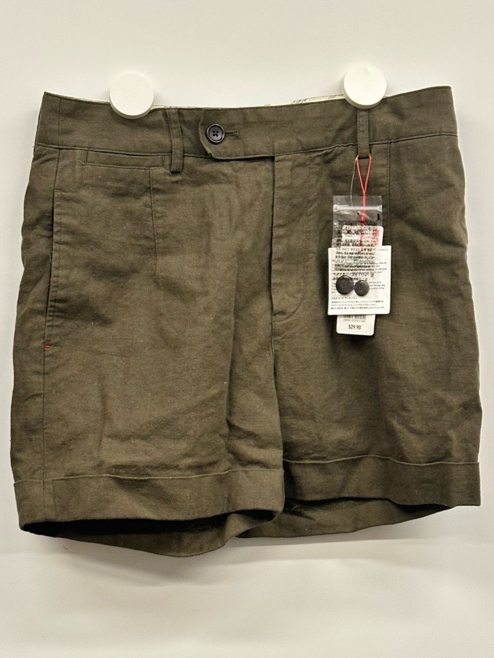 INES DE LA FRESSANGE Women's Olive Green Cotton Linen Shorts Size 4 Uniqlo